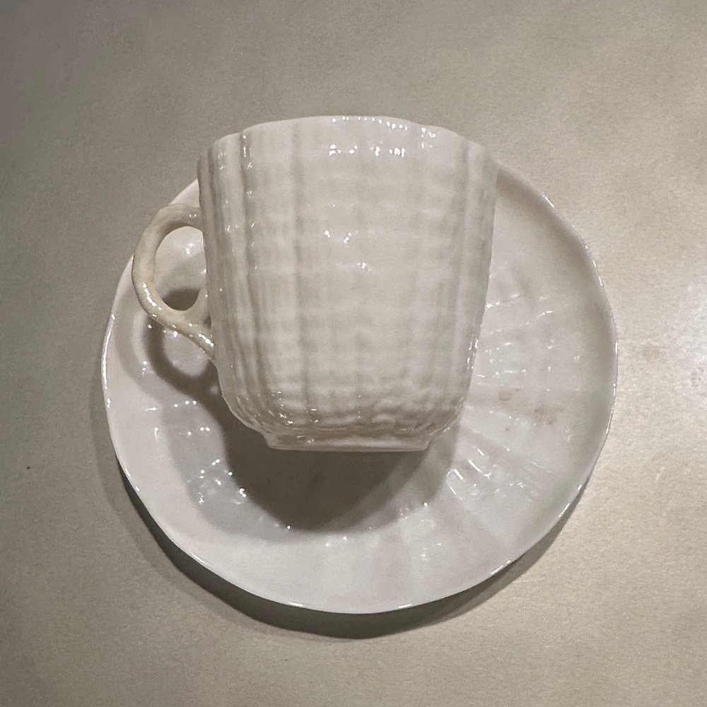 Vintage Beleek Cream Textured Cup and Saucer